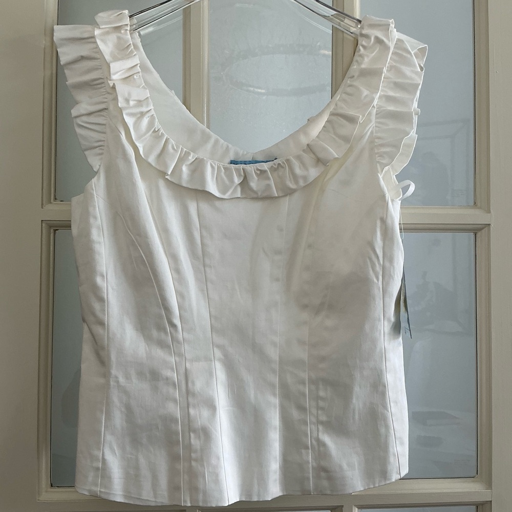 ANTONIO MELANI White Ruffled Blouse